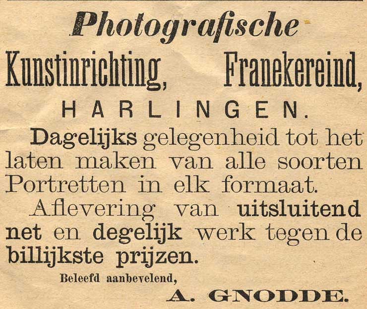 Advertentie Franekereind 5, Harlingen